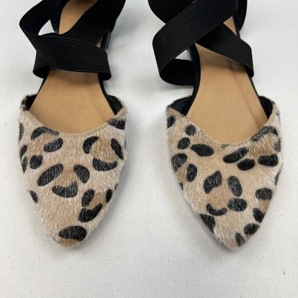 Rampage Paryss Leopard Print Strappy Flats Pointed Toe Black/Tan Size 8 Zip - Picture 4 of 9